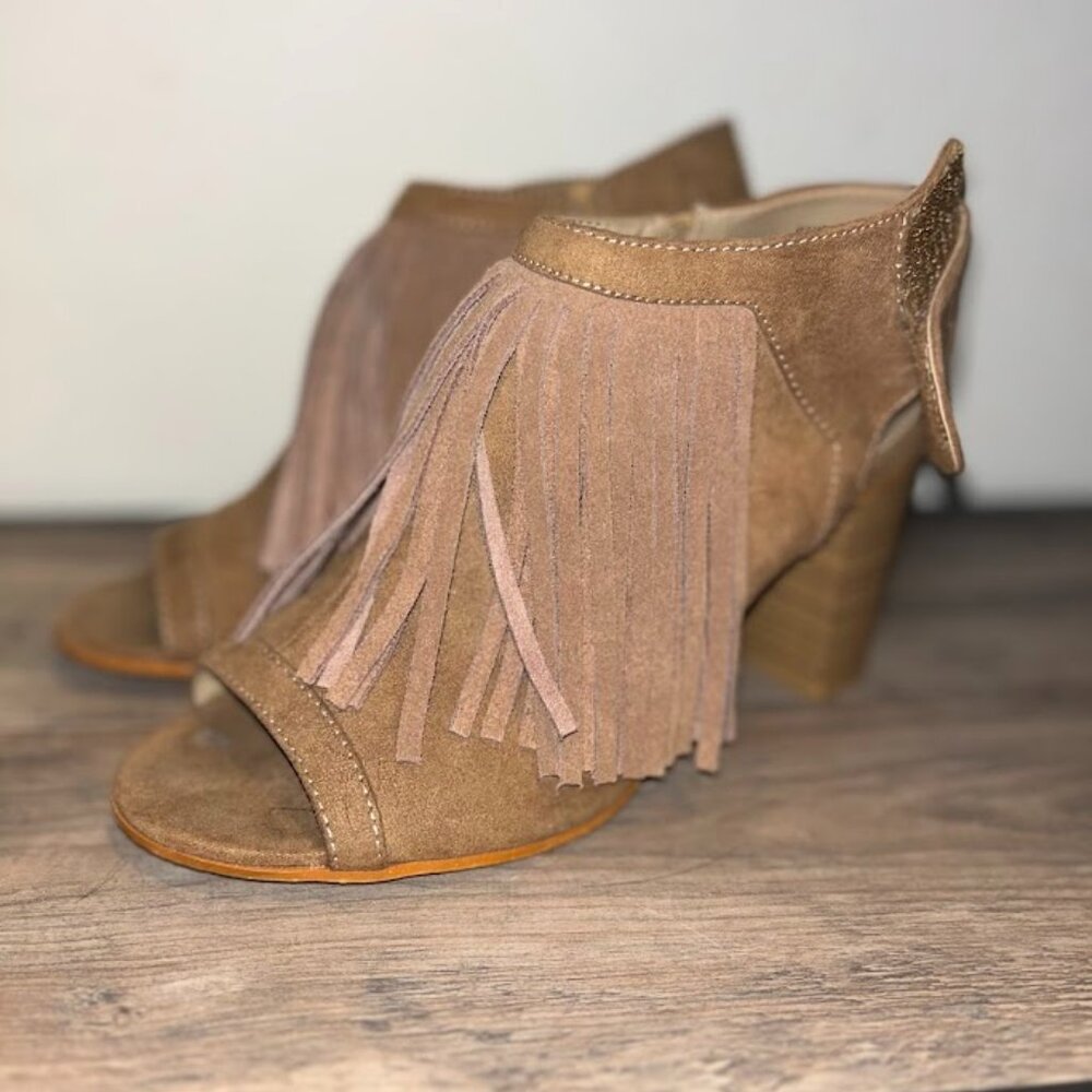 Fringe Peep Toe Wedge